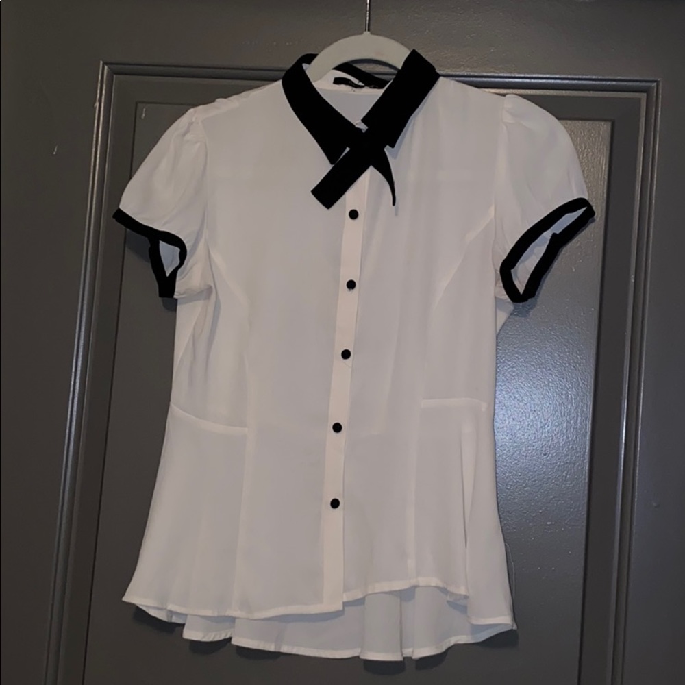Forever 21 White and black blouse with top tie